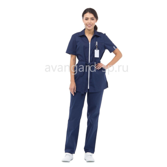 Костюм женский "Фиеста" р.44-46(88-92) рост 5/6(170-176), блуза/брюки, цв.темно-синий