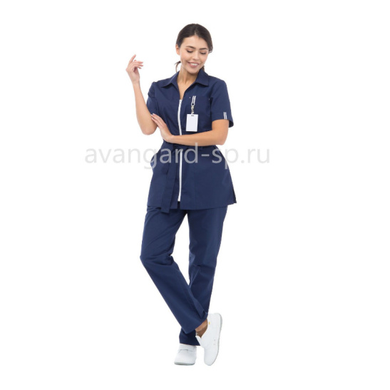 Костюм женский "Фиеста" р.44-46(88-92) рост 5/6(170-176), блуза/брюки, цв.темно-синий