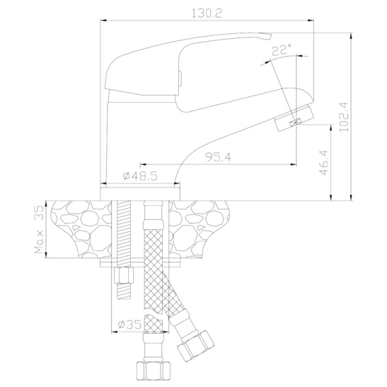 Смеситель для умывальника латунный однорычажный, Y35-11, Rossinka