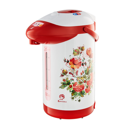 Чайник-термос (термопот) Василиса ТП2-750 Узоры, 3,5 л, белый/красный