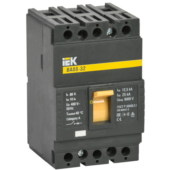 Автоматический выключатель ВА88-32 3Р 80А 25кА IEK (SVA10-3-0080)
