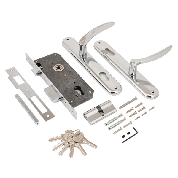 Замок врезной 85 мм, 1 ригель, "0211" хром, Аллюр, Китай