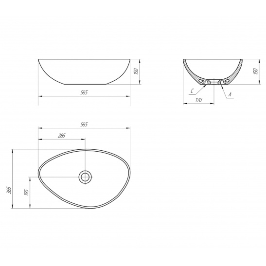 Раковина MODUO LEAF 55 встраиваемая на столешницу, г. Сызрань