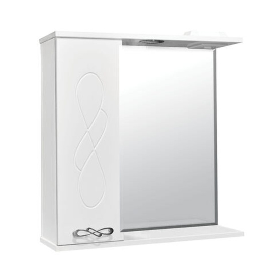 Зеркальный шкаф "Милана 60 левое (арт. 66579)", 660x600x160 мм, белый, со шкафчиком