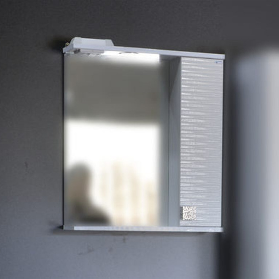 Зеркальный шкаф "FIESTA 55 волна (арт. 59443)", 757x600x150 мм, белый металлик