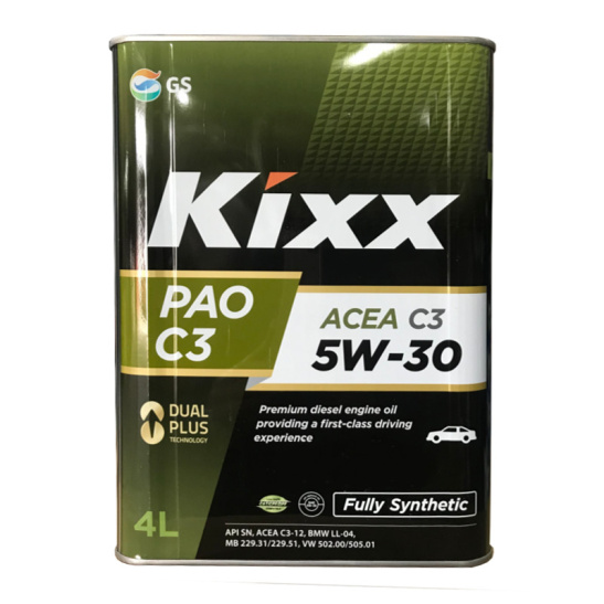 Масло моторное KIXX PAO С3 SAE 5W30, 4 л, API SP/SN, синтетическое, (двиг. бензиновый)