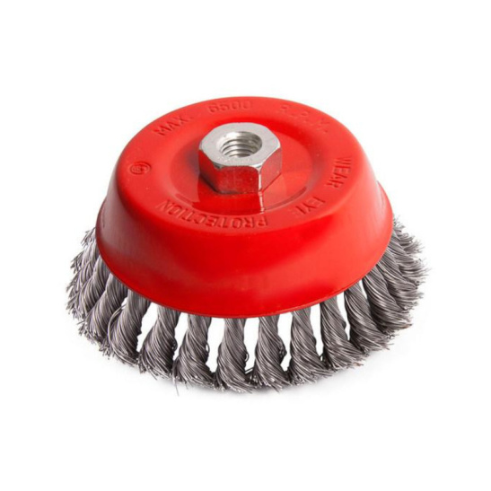 Корщетка-крацовка чашечная для УШМ "Чашка" стальная жгут, проволока М14, D80мм арт.2302051 TOOL-BERG