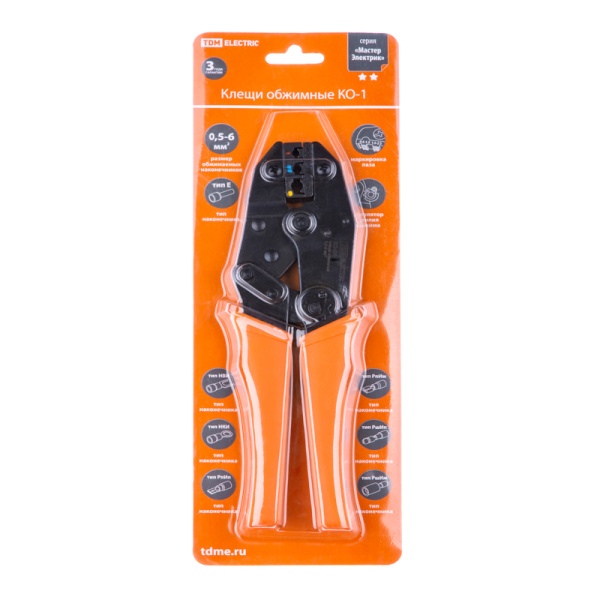 Клещи обжимные TDM КО-1 (SQ1001-0001) 1,5-6 мм2