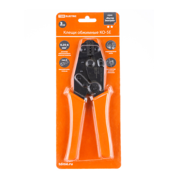 Клещи обжимные TDM КО-5Е (SQ1001-0002) 0,25-6 мм2