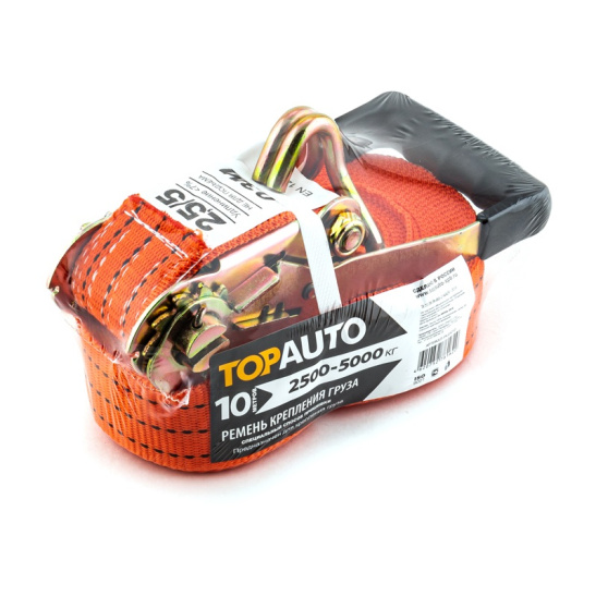 Стяжка с трещоткой (50 мм., 10 м., 2.5/5 тн.) ремень крепления груза с храповым механизмом ("TOP AUTO" С.Петербург) РК45010