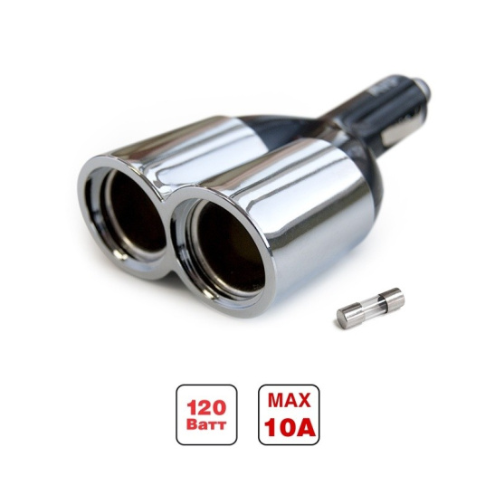 Разветвитель прикуривателя (на 2 гнезда + подсветка индикатор сети) 12/24В. "AVS" ("CS203") 43226