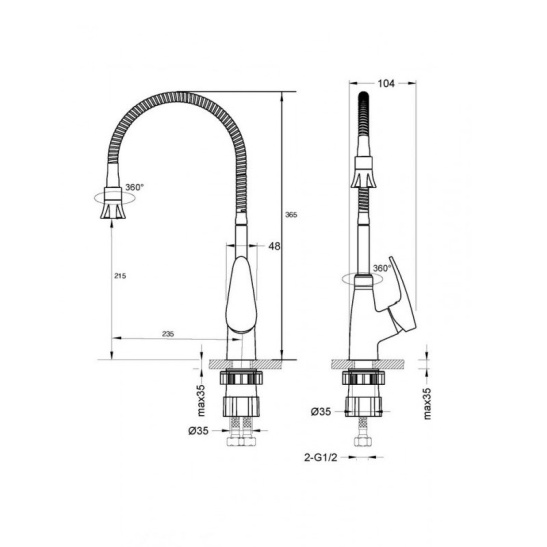 Смеситель для мойки латунный однорычажный с гибким изливом, LM0413C, Linara, Lemark