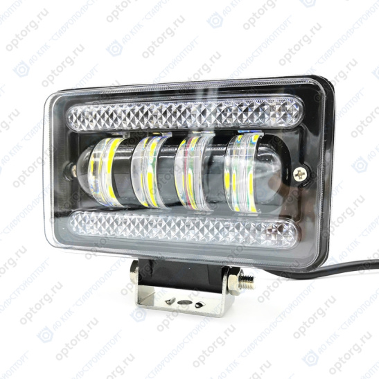 Фара светодиодная, 2 режима (12/24B.) ("WL-700") 66Вт, 7800Лм, линза, противотуманная фара или ДХО, рассеиваемый/ближний свет, прямоугольная, пылевлагозащищенная IP67, алюмин. корпус, OFF-Road