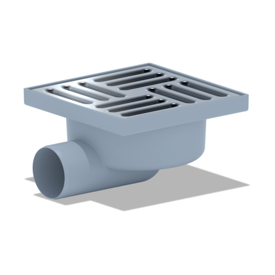 ТРАП ПП (ТА 5112) Д.50 горизонтальный решетка нерж. сталь 150х150 выход 50мм (арт. 11393) (АНИ ПЛАСТ)