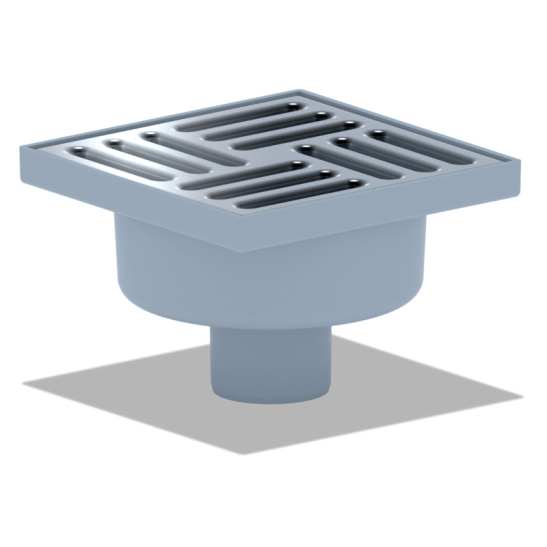 ТРАП ПП (ТА 5212) Д.50 вертикальный решетка нерж. сталь 150х150 выход 50мм (арт. 11396) (АНИ ПЛАСТ)