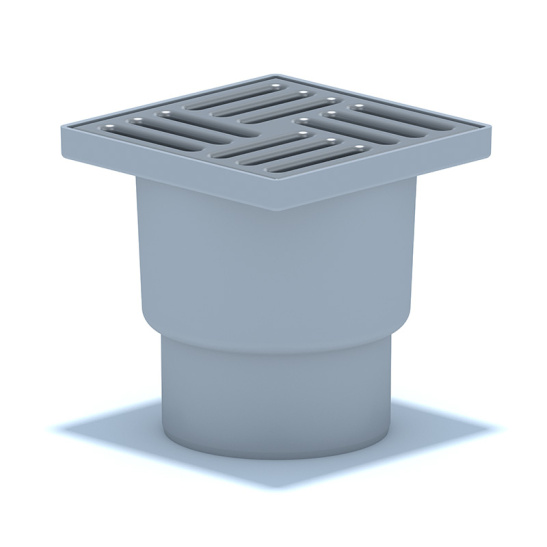 ТРАП ПП (ТА 1212) Д.110 вертикальный решетка нерж. сталь 150х150 выход 110мм (арт. 11390) (АНИ ПЛАСТ)