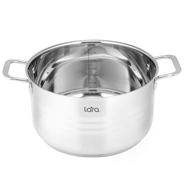 Кастрюля нерж 4,0 л LARA STANDART LR02-04 капсул. индукционное дно