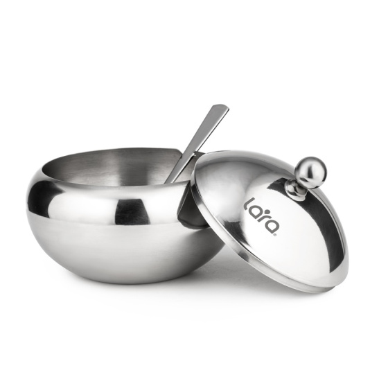 Сахарница 460 мл LARA LR08-35 SS сталь, крышка из полированной стали  