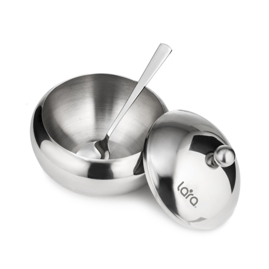 Сахарница 460 мл LARA LR08-35 SS сталь, крышка из полированной стали  