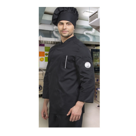 Костюм шеф-повара мужской "Нэро" р.44-46(88-92) рост5/6(182-188), блуза/брюки/колпак, цв.черный
