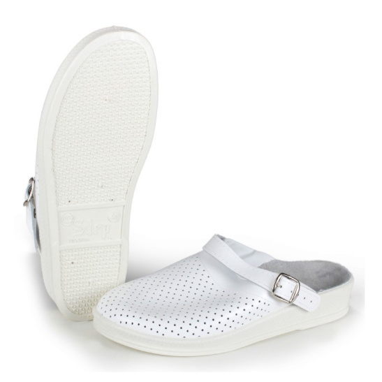 Сабо мужские р.40 ПВХ, натуральная кожа цв.белый