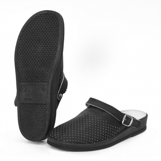 Сабо мужские р.46 ПВХ, натуральная кожа цв.черный