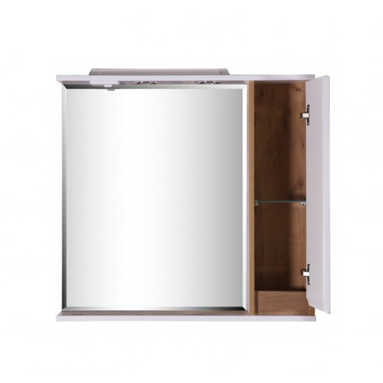 Зеркало "Марко/Варна 80 (арт. 10477)", 744x800x145 мм, белый/дуб, с полочкой