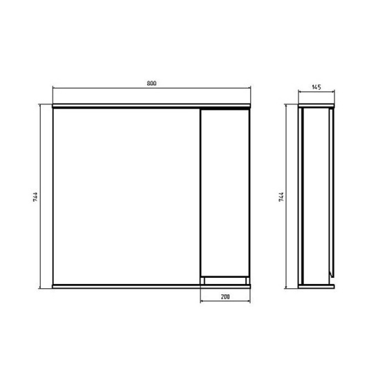 Зеркало "Марко/Варна 80 (арт. 10477)", 744x800x145 мм, белый/дуб, с полочкой
