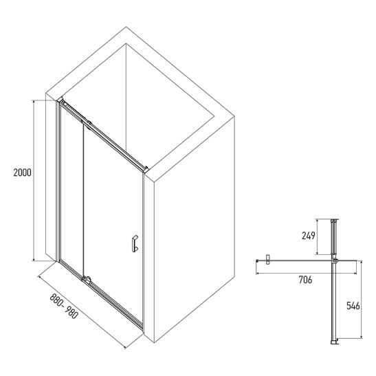 Дверь в нишу 900x2000 мм, Alex Baitler AB71C90, Китай