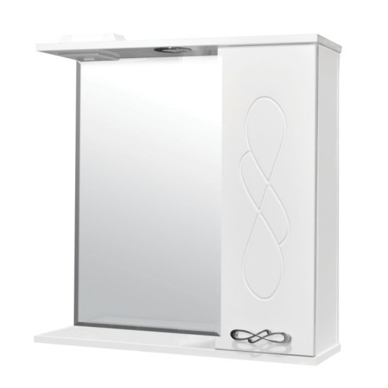 Зеркальный шкаф "Милана 60 правое (арт. 66580)", 660x600x160 мм, белый, со шкафчиком