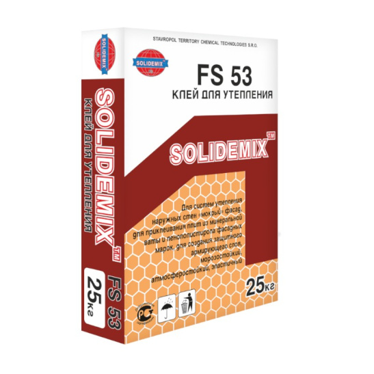 Клей для пенополистирола SOLIDEMIX "FS 53", 25 кг, Россия