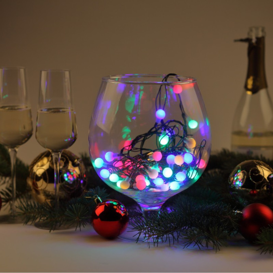 Гирлянда светодиодная ЭРА "Шарики" d-15мм (15MM) 50 LED, 5 м, мультиколор, с контроллером, IP20