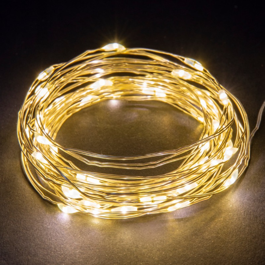 Гирлянда светодиодная TDM "Роса50" 3хАА (SQ0361-0052) 50 LED, 5 м, теплый белый, IP20