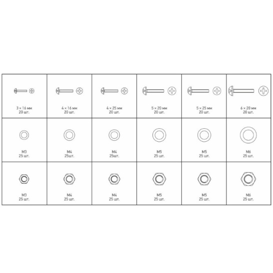 Набор машинных гаек и болтов 420 предметов Сервис Ключ 73420