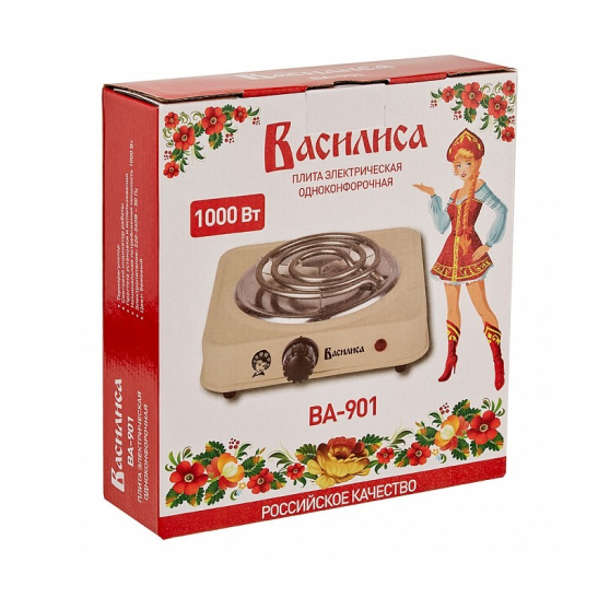 Плита электрическая 1-конфорочная Василиса ВА-901, 1000 Вт, бежевая
