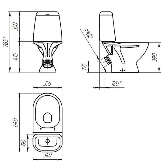 Унитаз-компакт Cersanit STAR 031 косой выпуск, двухрежимная арматура, нижний  подвод, сиденье с микролифтом