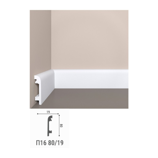 Плинтус напольный, П16 XPS полимер, 80/19, Bello Deco 