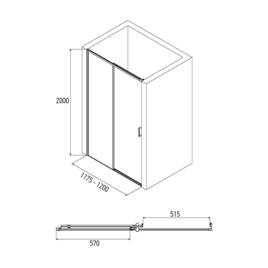 Дверь в нишу 1200x2000 мм, Alex Baitler AB61C120, Китай