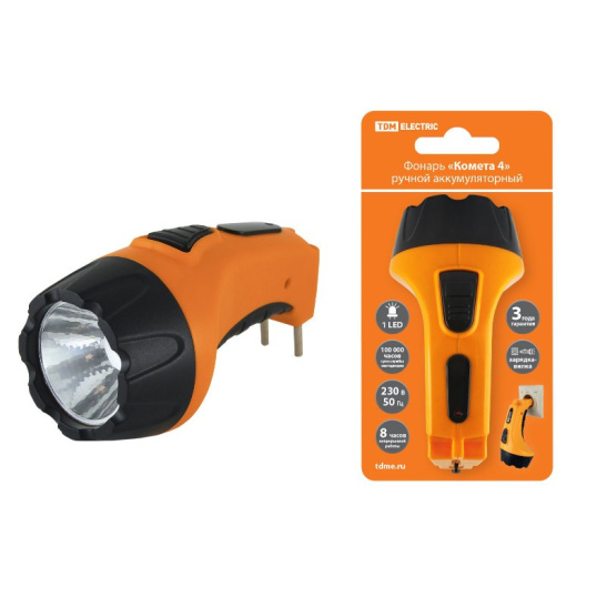 Фонарь TDM "Комета 4" 1 LED аккум., SQ0350-0042