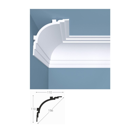 Карниз потолочный 110x110x2000 мм, белый, XPS К14, bello-deco