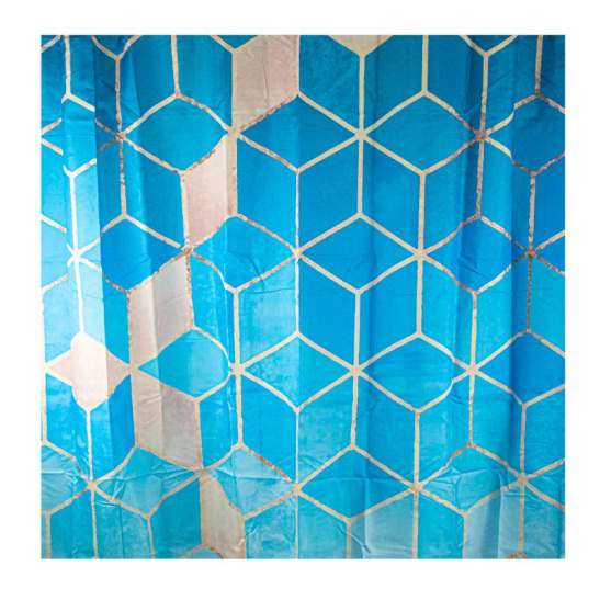01-89 ШТОРА В ВАННУЮ КОМНАТУ 180*180 см Голубые кубы  "САНАКС" Китай