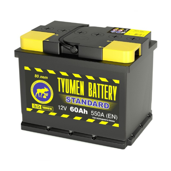 Аккумулятор 6СТ-60L R+ "Тюмень-STANDARD" обр. поляр. зал. (Тюменский АЗ)