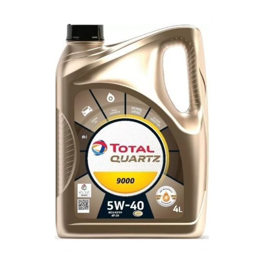 Масло моторное Total Quartz 9000, А3/В4, SAE 5W40, 4 л, API SN/SP, синтетическое