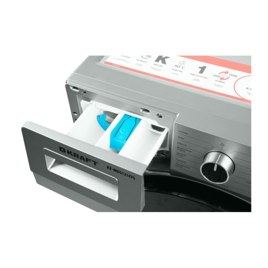 Стиральная машина KRAFT KF-MDS12147G (12 кг, 1400 оборотов, с функцией пара, K-Smart) серый