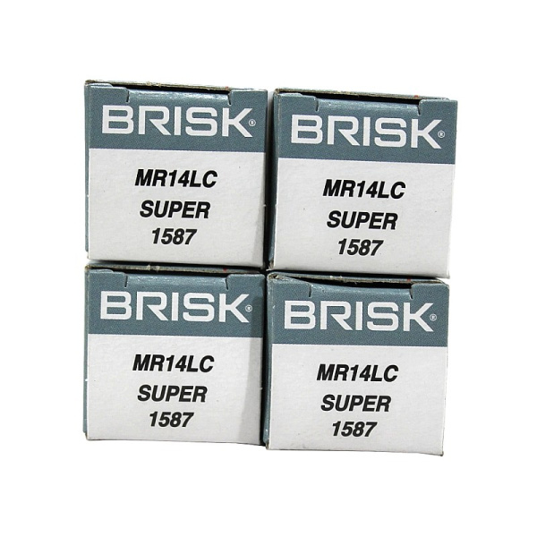 MR 14 LC (1587) КОМПЛЕКТ СВЕЧЕЙ ЗАЖИГАНИЯ (4 шт.) "BRISK Super" ЛАДА ГРАНТА FL, ЛАРГУС, ВЕСТА, ИКС-РЭЙ (двиг. 11182 8-ми клапанный, H4M, HR16 16-ти клапанные, 0,9 мм.) 