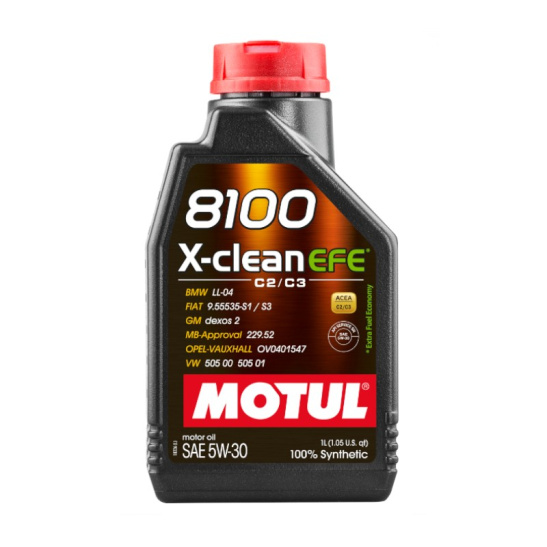 Масло моторное MOTUL 8100 X-CLEAN EFE, C2/C3, SAE 5W30, 1 л, API SN, синтетическое