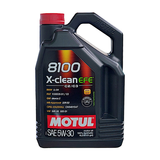 Масло моторное MOTUL 8100 X-CLEAN EFE, C2/C3, SAE 5W30, 4 л, API SN, синтетическое