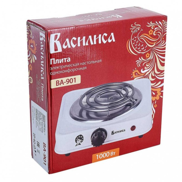 Плита электрическая 1-конфорочная Василиса ВА-901, 1000 Вт, белая