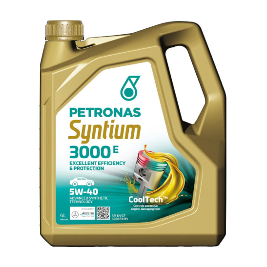 Масло моторное PETRONAS SYNTIUM 3000 E (A3/B4) SAE 5W40, 4 л, API SP, синтетическое, (двиг. бензиновый), (70731K1YEU)
