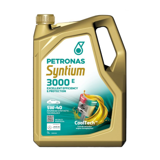 Масло моторное PETRONAS SYNTIUM 3000 E (A3/B4) SAE 5W40, 5 л, API SP, синтетическое, (двиг. бензиновый), (70731M12EU)